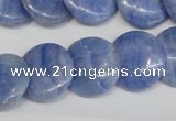 CAG4393 15.5 inches 18mm flat round dyed blue lace agate beads