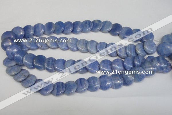 CAG4393 15.5 inches 18mm flat round dyed blue lace agate beads