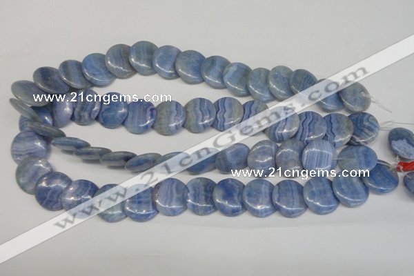 CAG4394 15.5 inches 20mm flat round dyed blue lace agate beads