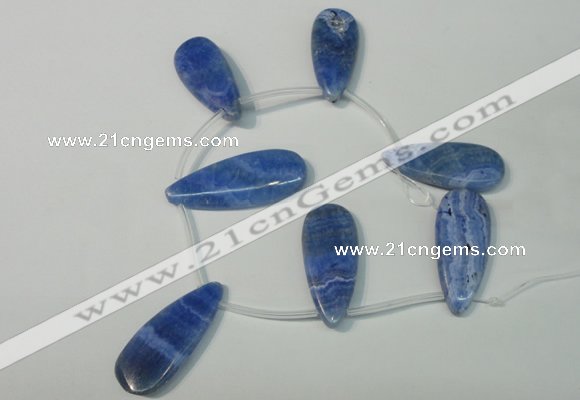 CAG4400 Top-drilled 16*28mm – 16*38mm flat teardrop blue lace agate beads