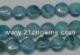 CAG4420 15.5 inches 10mm flat round dyed blue lace agate beads