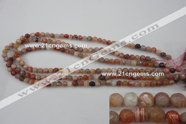 CAG4471 15.5 inches 6mm faceted round pink botswana agate beads