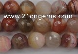 CAG4472 15.5 inches 8mm faceted round pink botswana agate beads