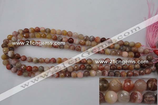 CAG4472 15.5 inches 8mm faceted round pink botswana agate beads