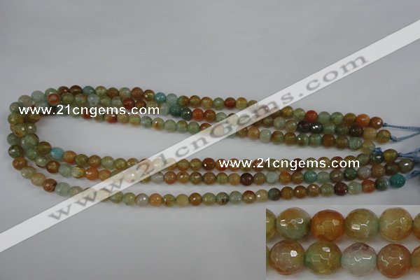 CAG4481 15.5 inches 6mm faceted round fire crackle agate beads