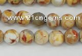 CAG4482 15.5 inches 6mm faceted round fire crackle agate beads