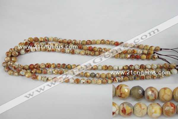 CAG4482 15.5 inches 6mm faceted round fire crackle agate beads