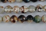 CAG4483 15.5 inches 6mm faceted round fire crackle agate beads