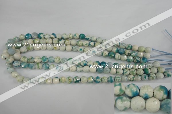 CAG4492 15.5 inches 8mm faceted round fire crackle agate beads