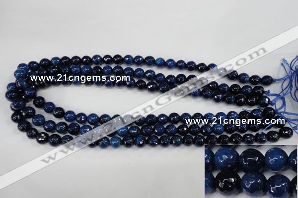 CAG4494 15.5 inches 8mm faceted round fire crackle agate beads