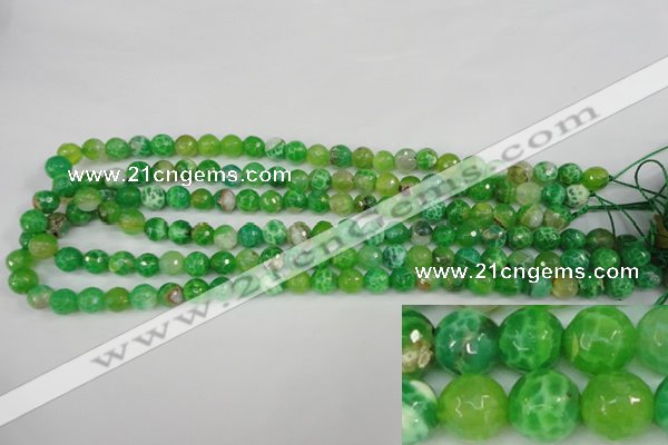 CAG4496 15.5 inches 8mm faceted round fire crackle agate beads