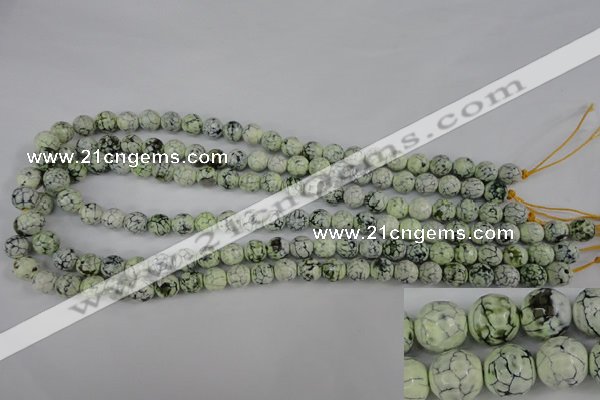 CAG4497 15.5 inches 8mm faceted round fire crackle agate beads