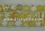 CAG4502 15.5 inches 8mm faceted round fire crackle agate beads