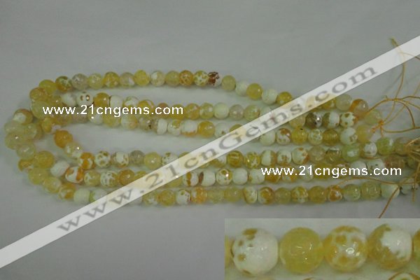 CAG4502 15.5 inches 8mm faceted round fire crackle agate beads