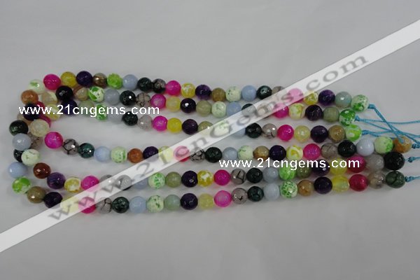 CAG4504 15.5 inches 8mm faceted round fire crackle agate beads