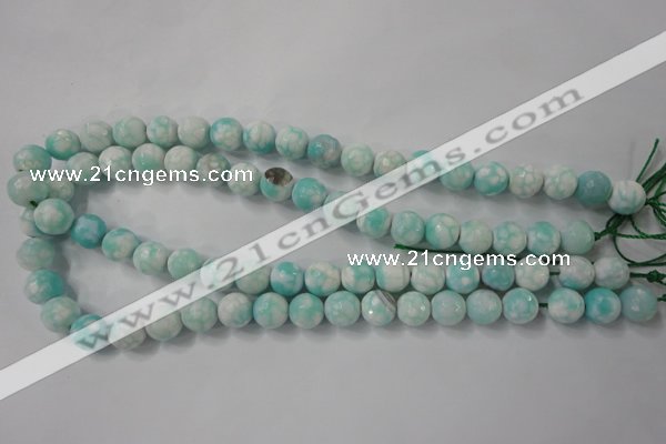 CAG4517 15.5 inches 10mm faceted round fire crackle agate beads