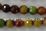 CAG4520 15.5 inches 10mm faceted round fire crackle agate beads