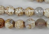 CAG4521 15.5 inches 10mm faceted round fire crackle agate beads