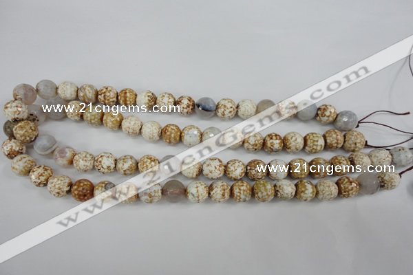 CAG4521 15.5 inches 10mm faceted round fire crackle agate beads