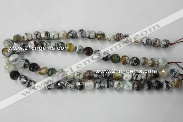 CAG4522 15.5 inches 10mm faceted round fire crackle agate beads