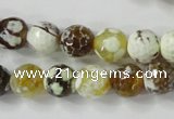 CAG4523 15.5 inches 10mm faceted round fire crackle agate beads