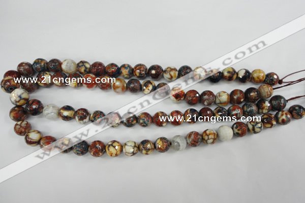 CAG4525 15.5 inches 10mm faceted round fire crackle agate beads