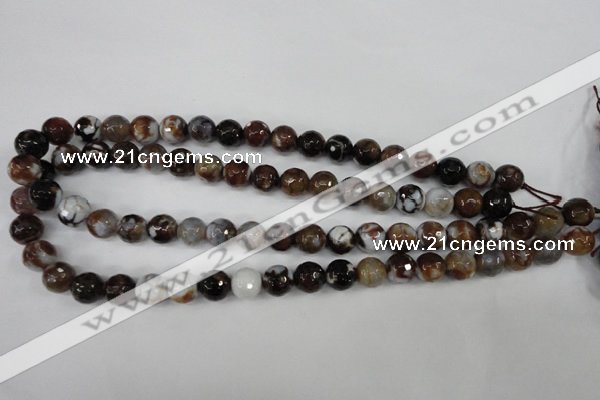 CAG4526 15.5 inches 10mm faceted round fire crackle agate beads