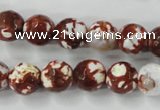 CAG4527 15.5 inches 10mm faceted round fire crackle agate beads