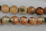 CAG4529 15.5 inches 10mm faceted round fire crackle agate beads