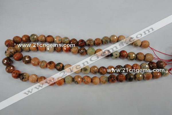 CAG4529 15.5 inches 10mm faceted round fire crackle agate beads