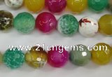 CAG4531 15.5 inches 10mm faceted round fire crackle agate beads