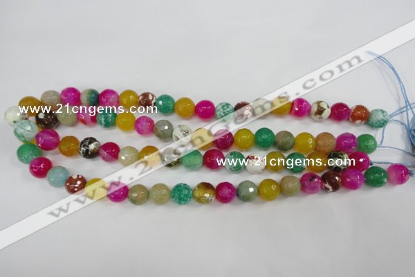 CAG4531 15.5 inches 10mm faceted round fire crackle agate beads