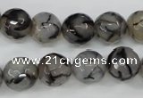 CAG4540 15.5 inches 12mm faceted round fire crackle agate beads