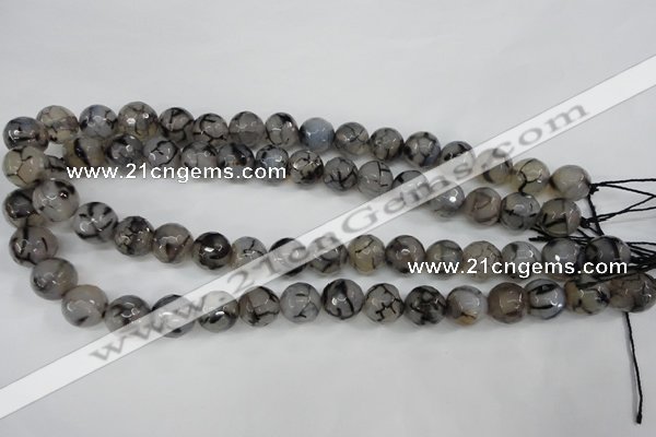 CAG4540 15.5 inches 12mm faceted round fire crackle agate beads