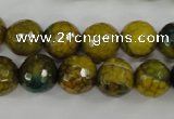 CAG4541 15.5 inches 12mm faceted round fire crackle agate beads