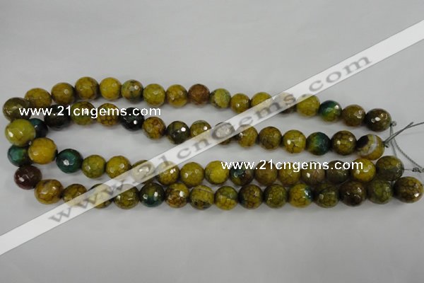 CAG4541 15.5 inches 12mm faceted round fire crackle agate beads