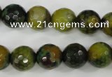 CAG4542 15.5 inches 12mm faceted round fire crackle agate beads
