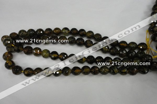 CAG4543 15.5 inches 12mm faceted round fire crackle agate beads