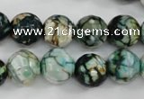 CAG4545 15.5 inches 12mm faceted round fire crackle agate beads