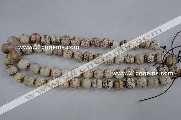 CAG4546 15.5 inches 12mm faceted round fire crackle agate beads