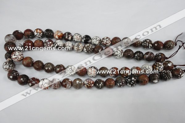 CAG4547 15.5 inches 12mm faceted round fire crackle agate beads