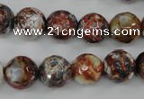 CAG4548 15.5 inches 12mm faceted round fire crackle agate beads