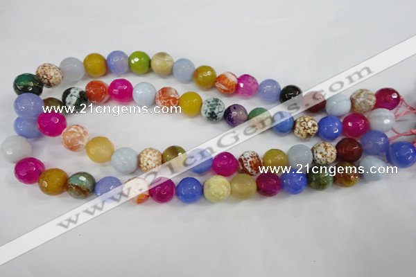 CAG4549 15.5 inches 12mm faceted round fire crackle agate beads