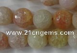 CAG4555 15.5 inches 14mm faceted round fire crackle agate beads