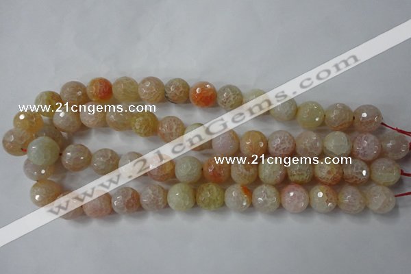 CAG4555 15.5 inches 14mm faceted round fire crackle agate beads