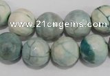 CAG4556 15.5 inches 14mm faceted round fire crackle agate beads