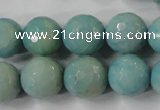 CAG4557 15.5 inches 14mm faceted round fire crackle agate beads