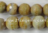 CAG4558 15.5 inches 14mm faceted round fire crackle agate beads