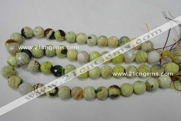 CAG4559 15.5 inches 14mm faceted round fire crackle agate beads