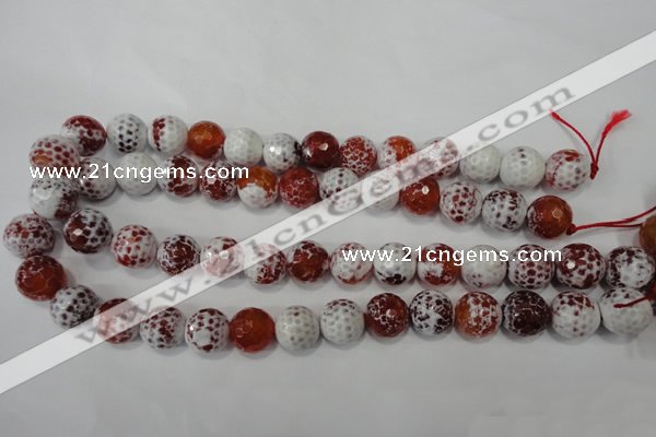 CAG4560 15.5 inches 14mm faceted round fire crackle agate beads